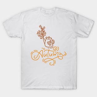 Cozy autumn line art design T-Shirt